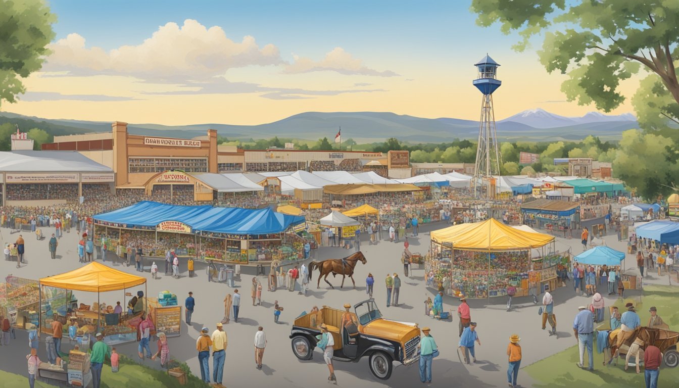 The Wyoming State Fairgrounds in Douglas, Wyoming, bustling with activity during the state fair