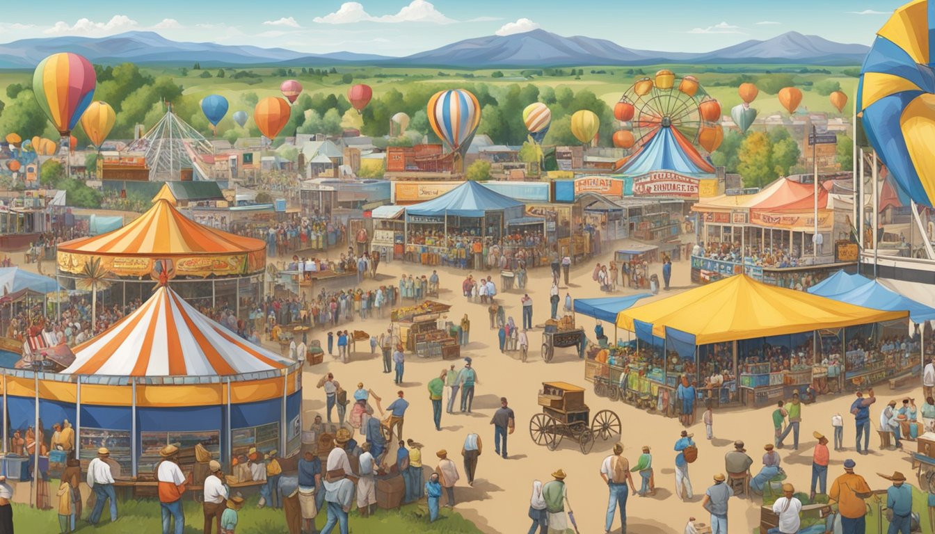 A bustling Wyoming State Fair filled with lively agricultural competitions and activities in Douglas, WY