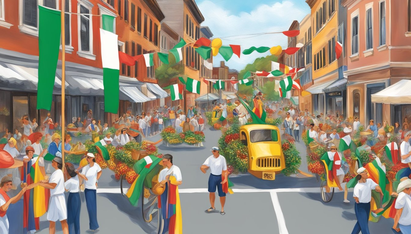 Colorful parade floats, traditional Italian flags, and lively music fill the streets of Clarksburg, WV during the annual Italian Heritage Festival