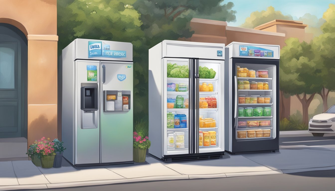 A local community fridge nestled in the heart of West Covina, CA, easily accessible to all members of the community