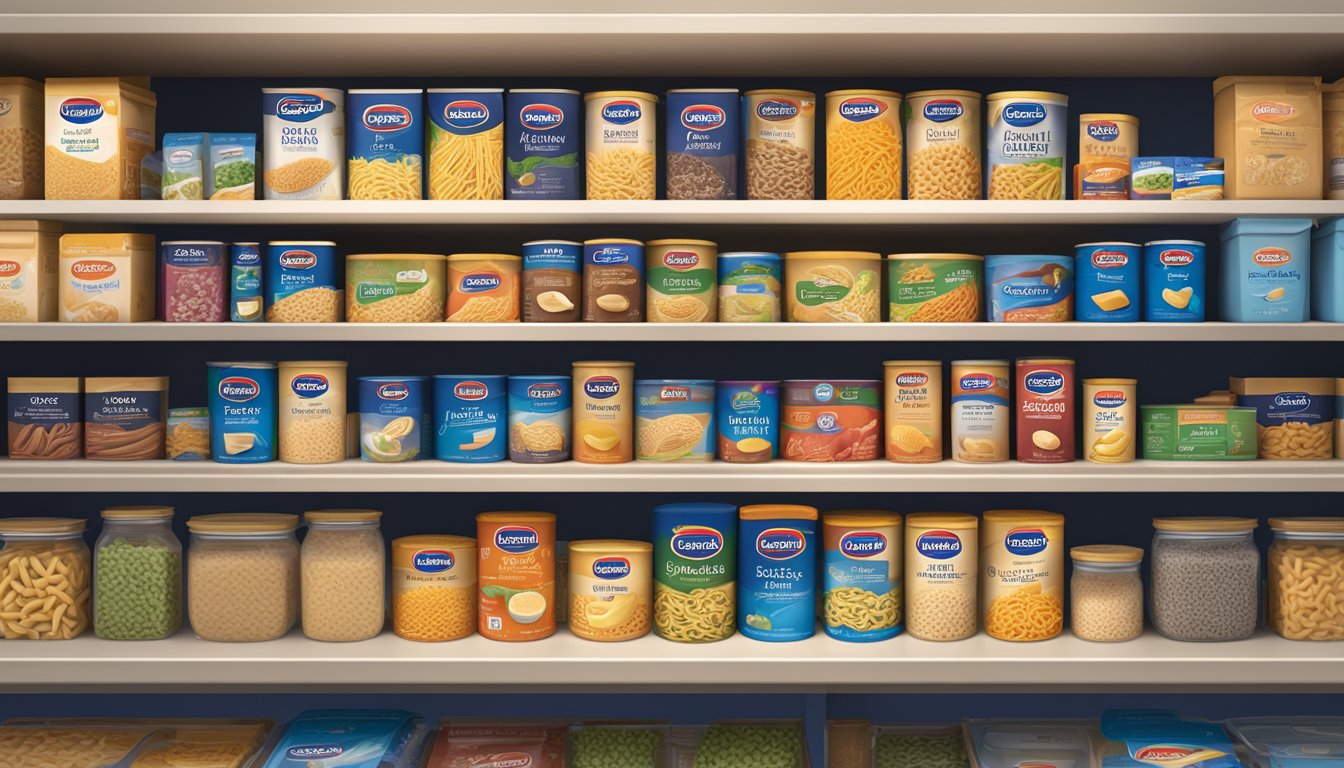 A package of Barilla Ready Pasta Gemelli sits on a clean, organized pantry shelf, surrounded by other non-perishable items