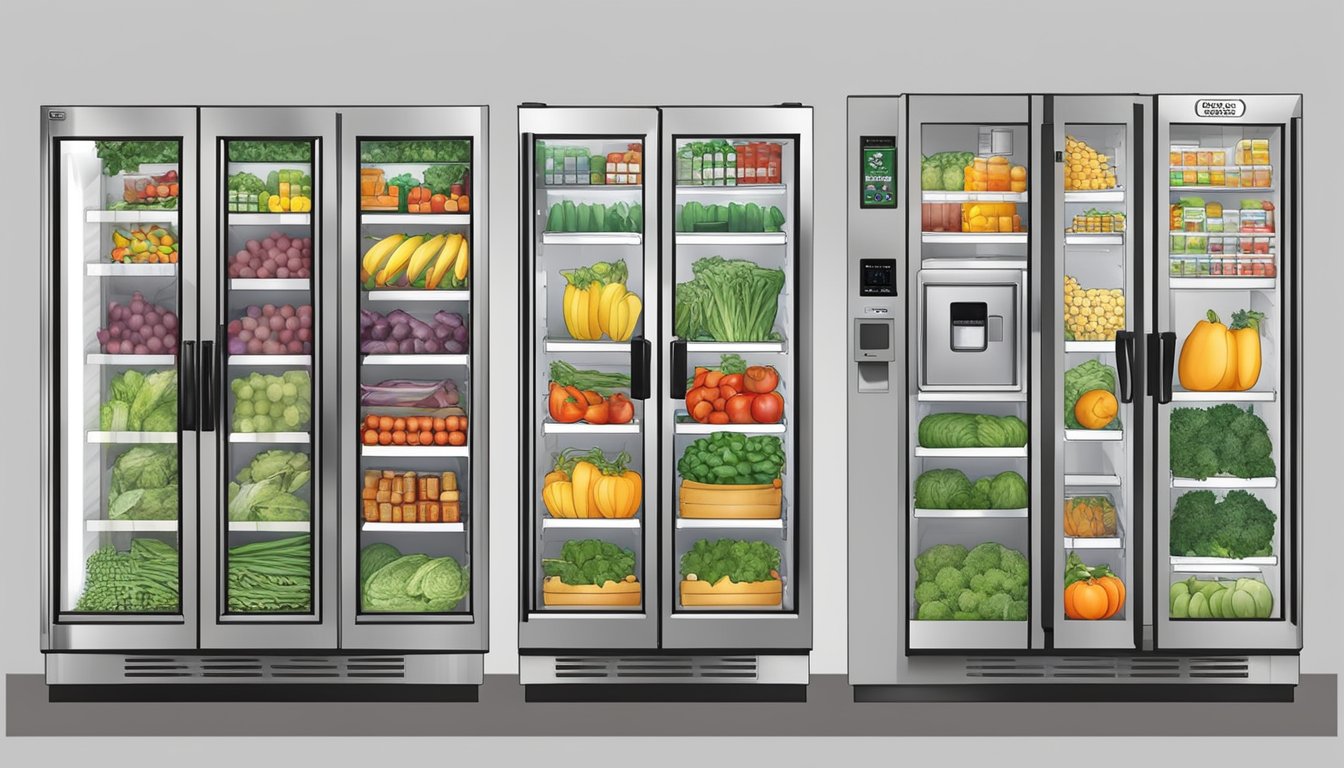 A community fridge in Clearwater, FL filled with fresh produce and labeled with health and safety regulations