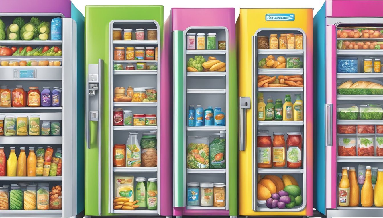 A colorful local community fridge in Hollywood, FL, easily accessible to all