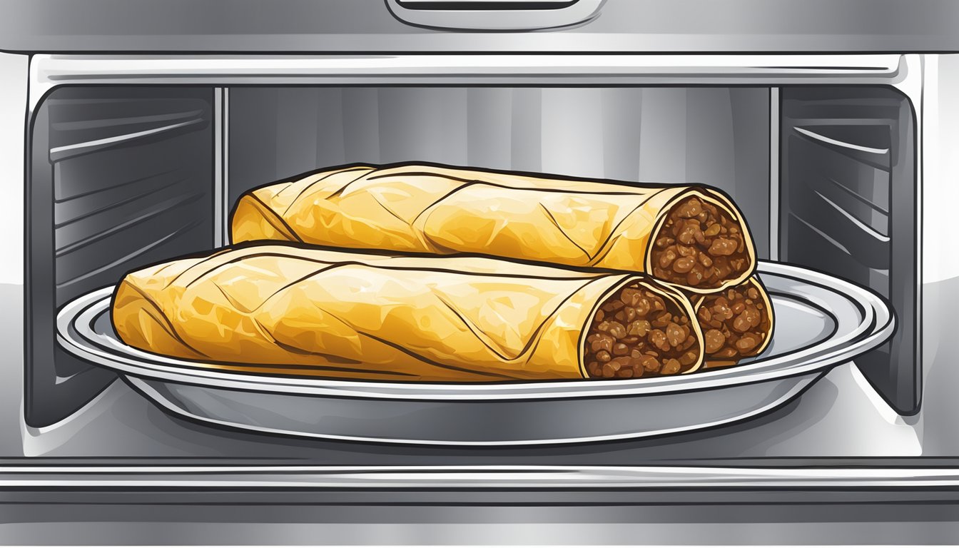 A plate of beef enchiladas wrapped in foil, placed in a refrigerator