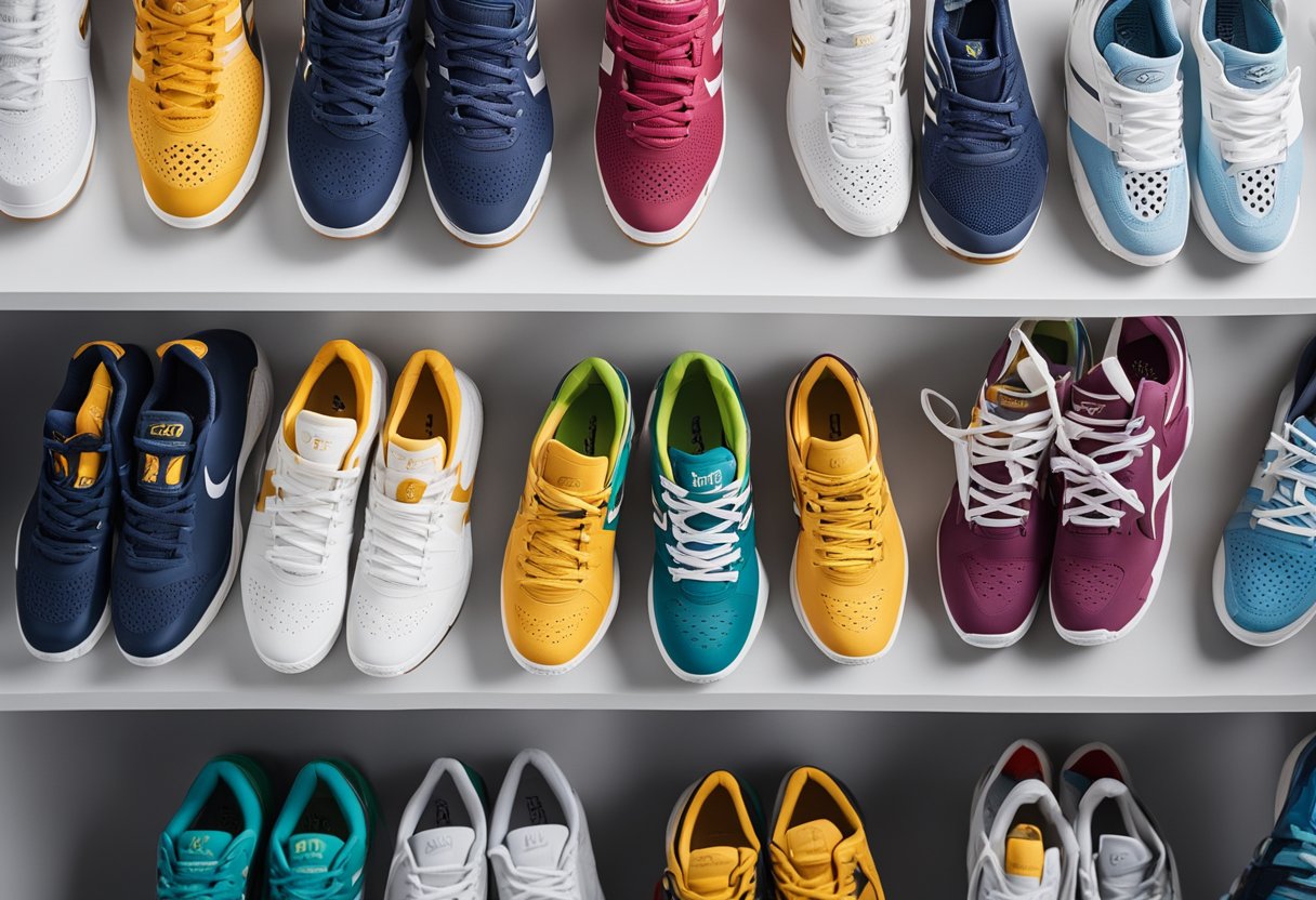 A lineup of top volleyball shoe brands and models displayed on a clean, white background