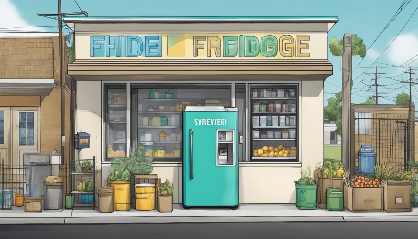 A community fridge in Shreveport, Louisiana surrounded by local resources and support systems