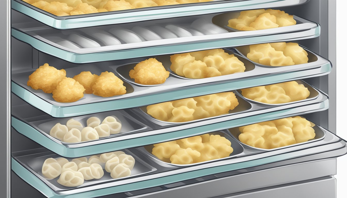 Airtight container of chicken and dumplings bites in fridge