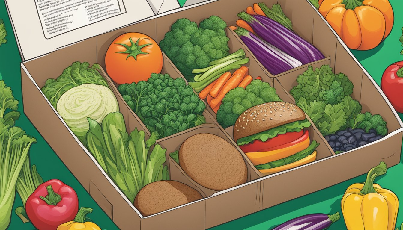 A colorful array of fresh vegetables and vibrant green superfoods arranged around a box of Dr. Praeger's Super Greens Veggie Burgers