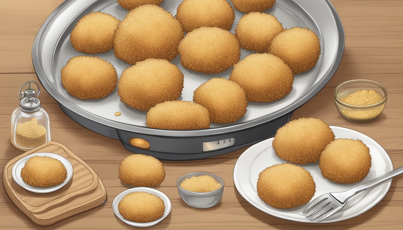 A plate of farm rich breaded mushrooms with a timer set for cooking