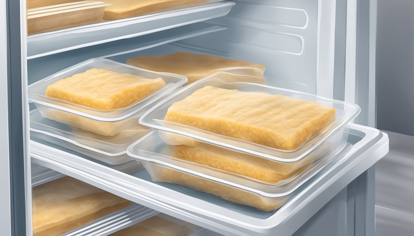 A package of gluten-free cod fillets stored in a refrigerator, with a clear expiration date label