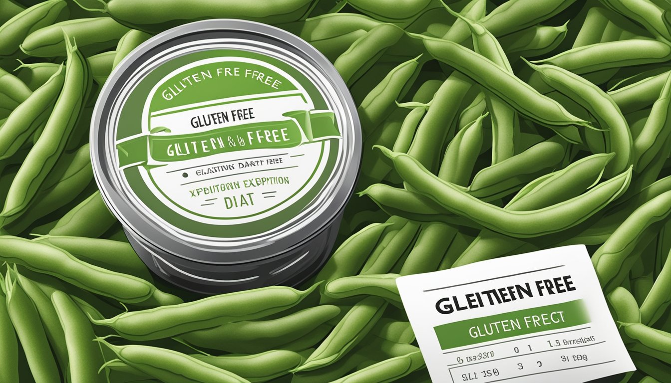 Fresh green beans in airtight container with label "gluten free" next to expiration date