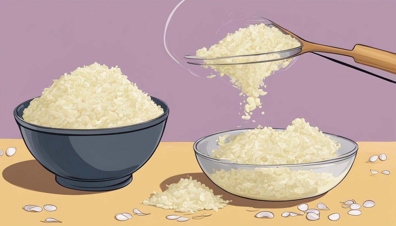 A bowl of gluten-free batter being mixed with sliced onions