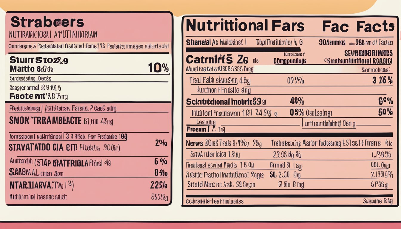 A table displays various Trader Joe's strawberry bars with corresponding nutritional facts