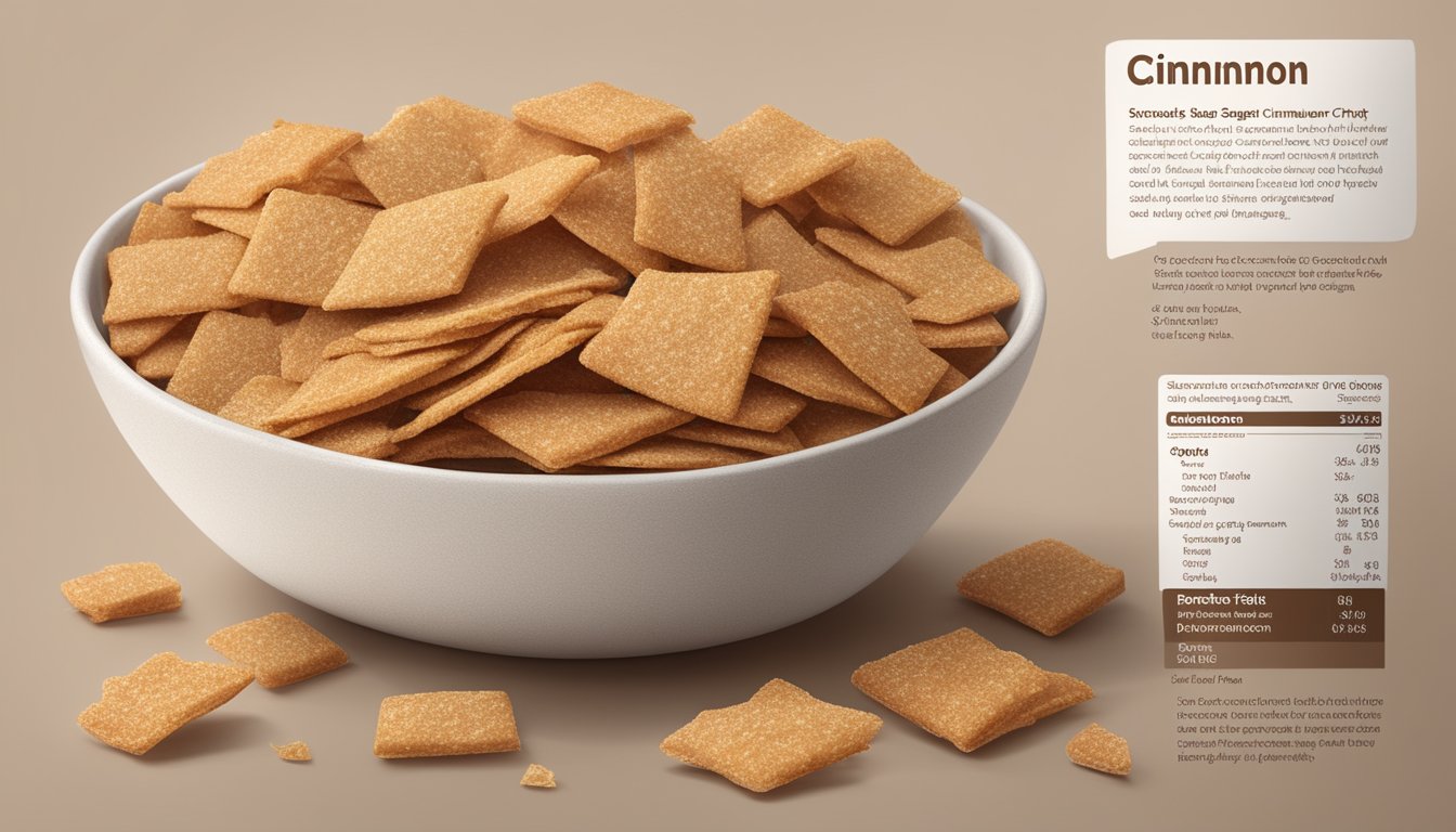 A bowl of Special K Brown Sugar Cinnamon Crisps with the nutritional facts displayed next to it