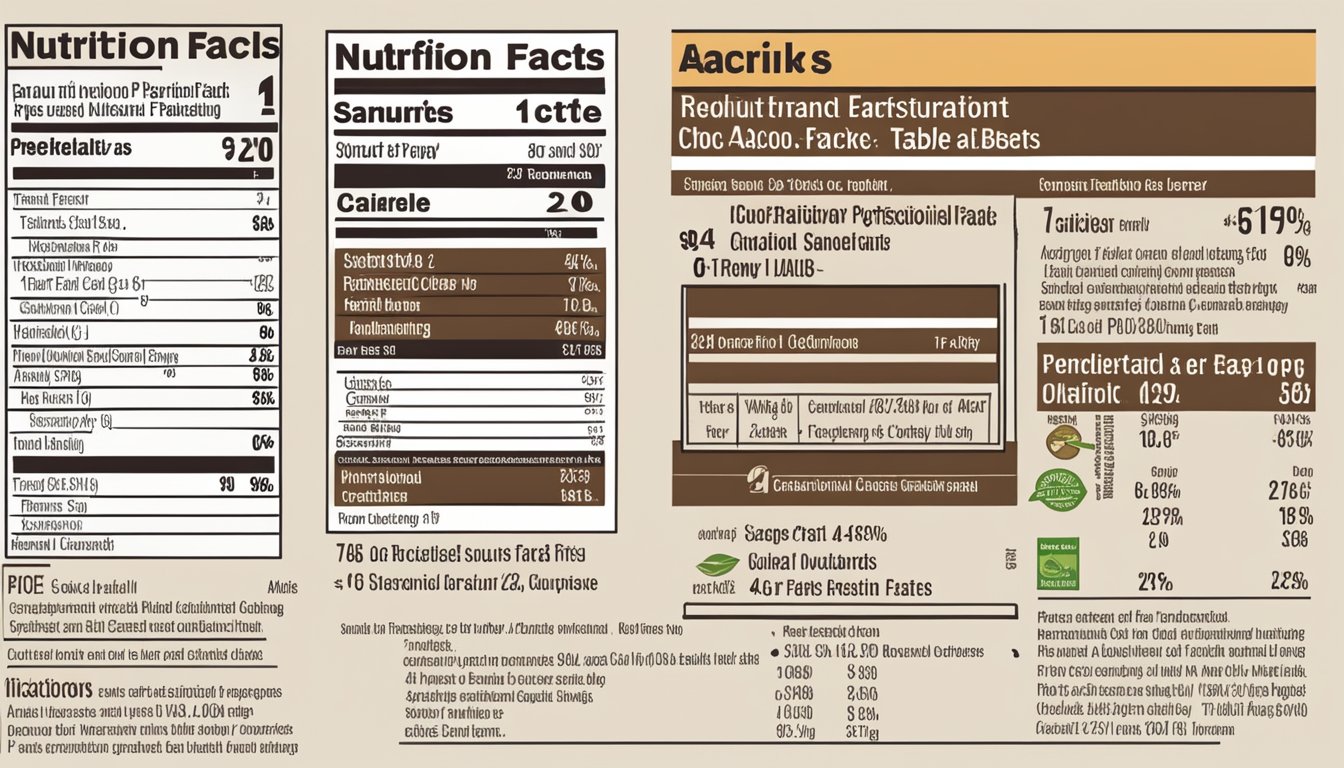 A table with Natures Path Peanut Choco Bars and nutritional facts labels and certifications displayed