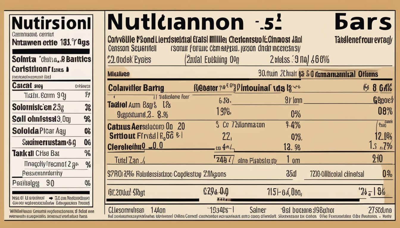 A table displaying Sodium and Cholesterol millville apple cinnamon bars nutritional facts