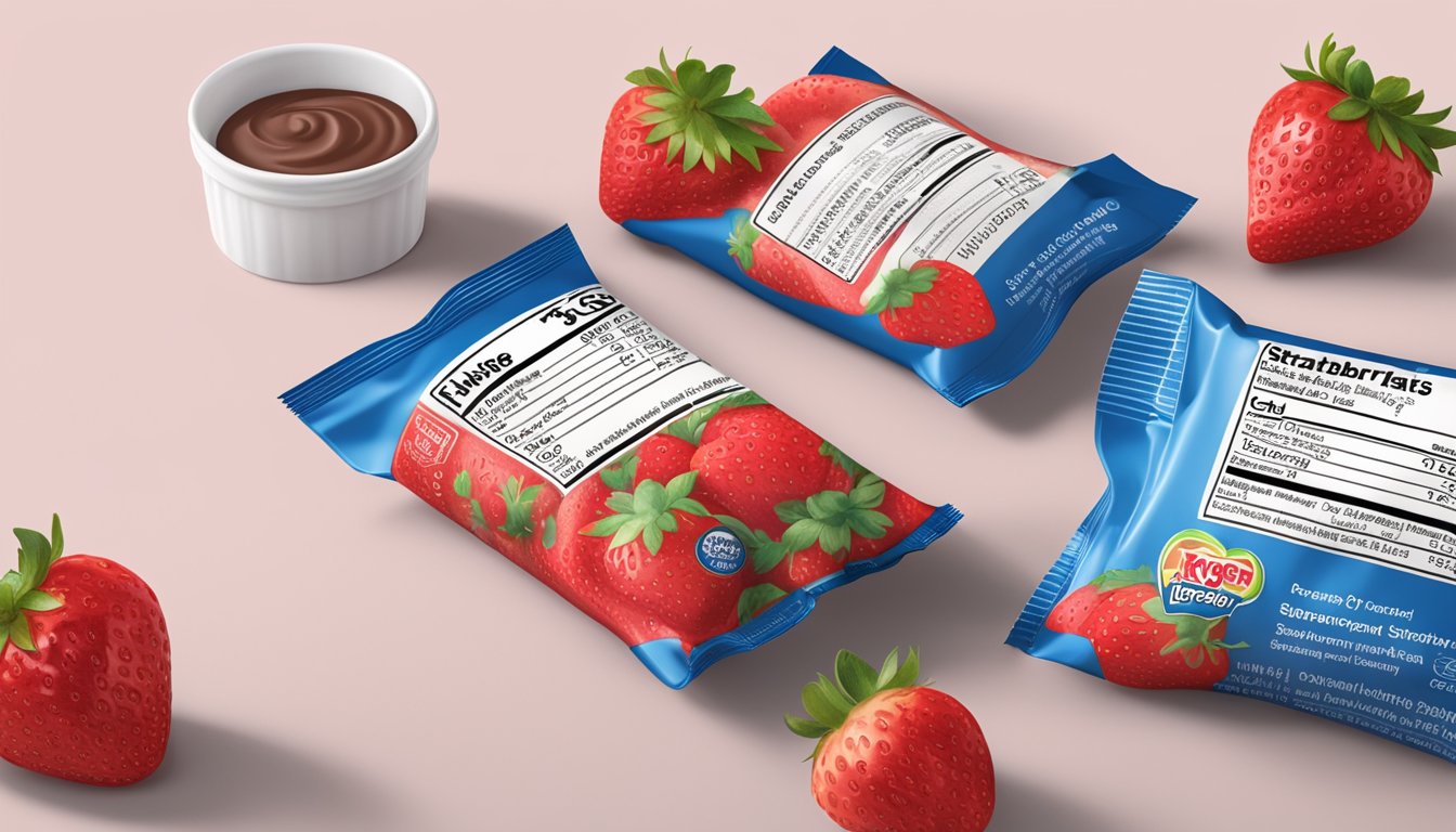 A table with a pack of Kroger strawberry bars and a nutritional facts label