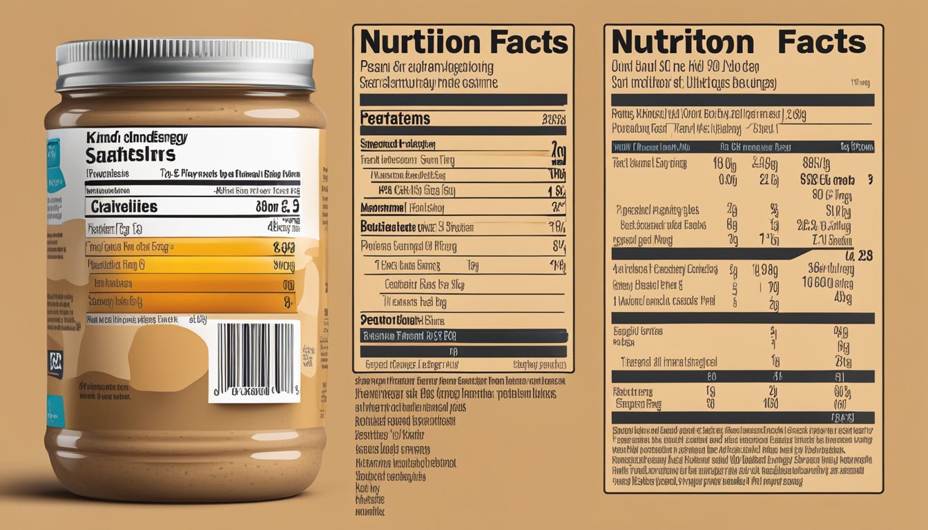 A jar of KIND Energy Peanut Butter with nutritional facts displayed