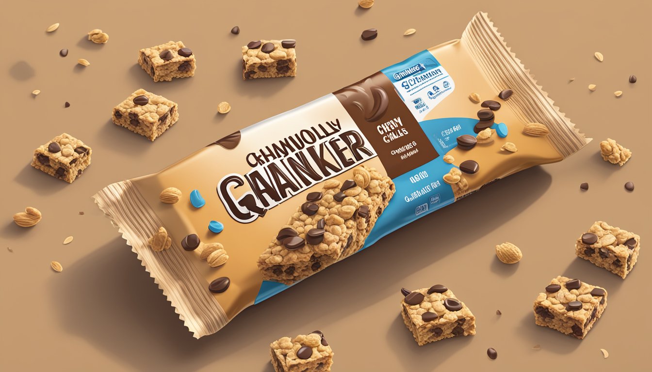 A pile of Quaker Chewy Granola Bars Chocolate Chip with nutritional facts scattered around