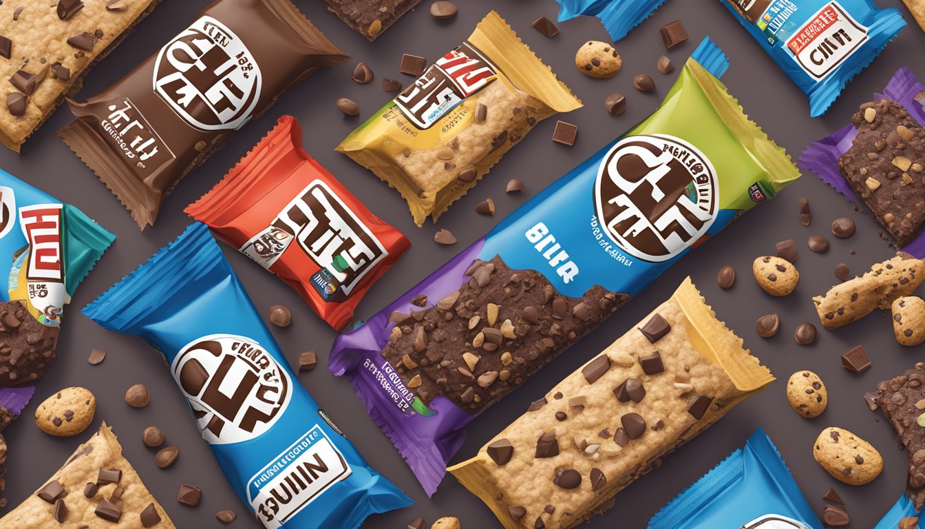 A Clif Bar Chocolate Chip surrounded by scattered macro and micronutrient ingredients