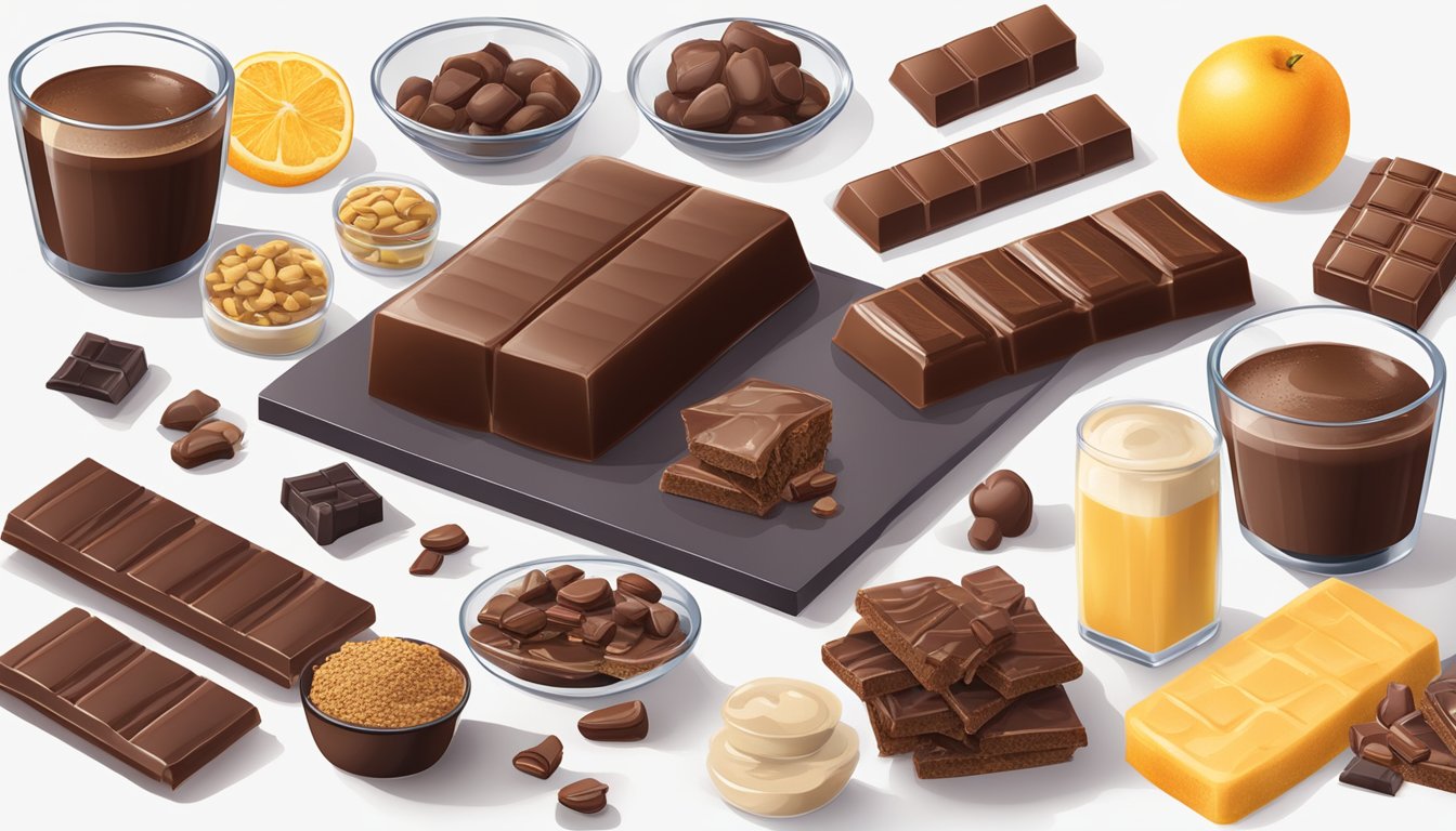 A table with a Pure Protein Bar Chocolate Deluxe surrounded by various related products and variations