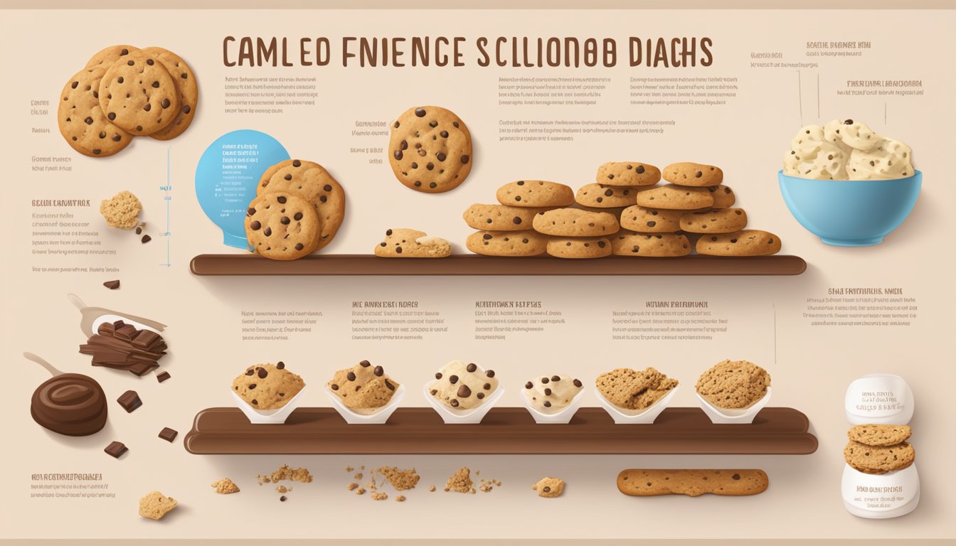 A balanced bar surrounded by cookie dough and nutritional facts