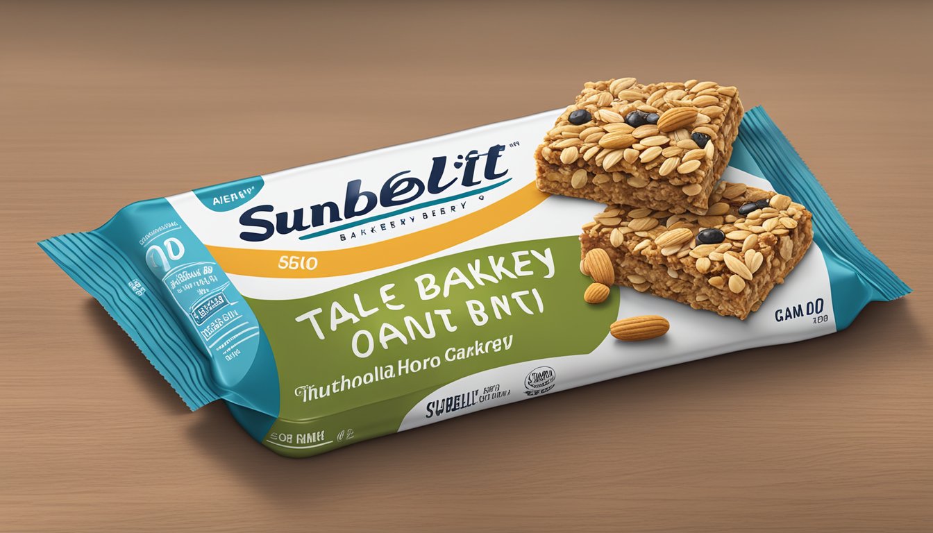 A table with Sunbelt Bakery Oats & Honey Chewy Granola Bars and a nutrition label