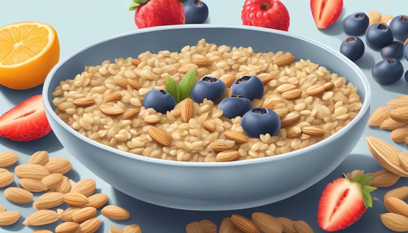 A bowl of Bobo's Oat Bars Original surrounded by fresh oats, nuts, and fruits