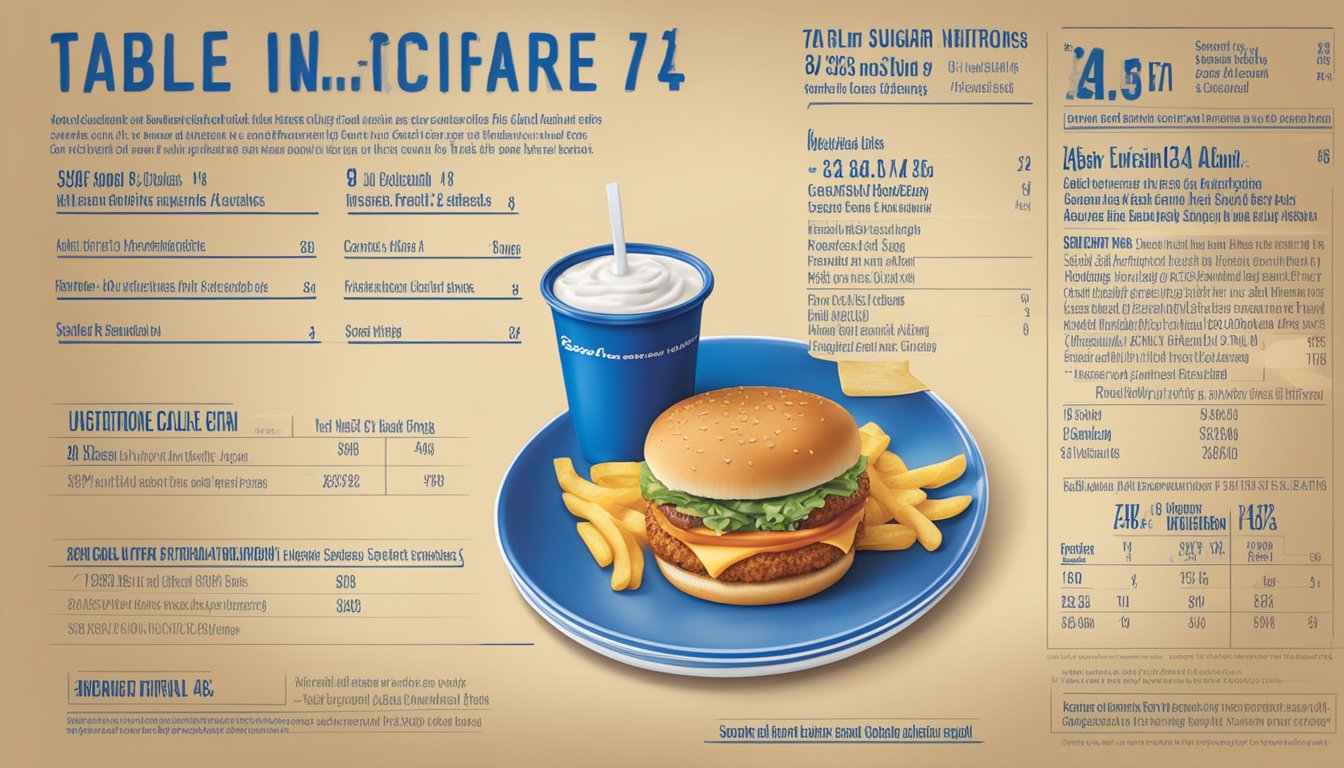 A table with nutritional information for Culver's menu items, including calories, fat, sodium, and sugar content