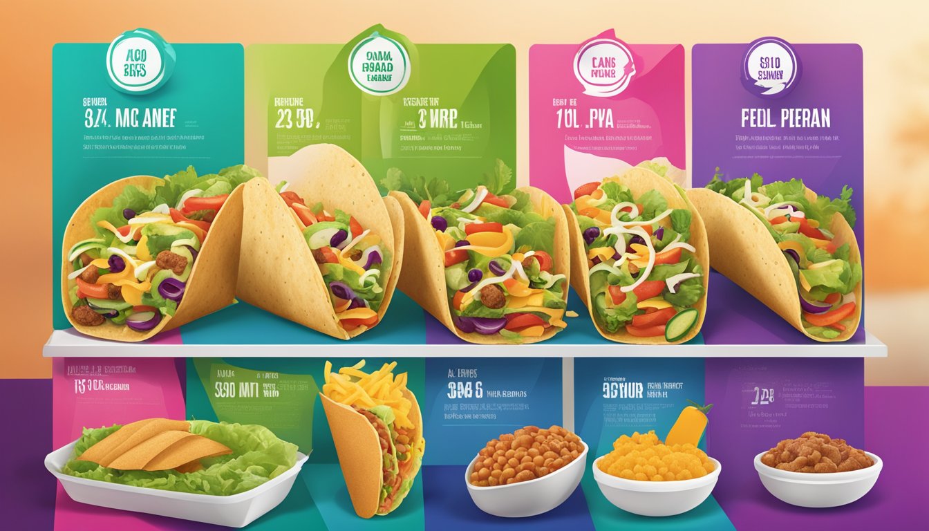 A colorful Taco Bell menu board featuring fresh, customizable healthy options with vibrant vegetables and lean proteins