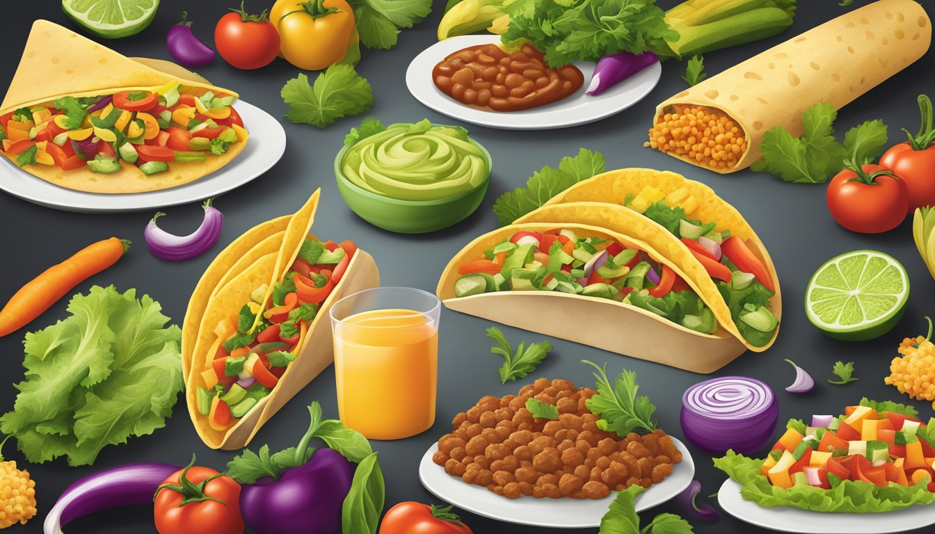 A colorful display of fresh vegetables and lean proteins on a Taco Bell menu board