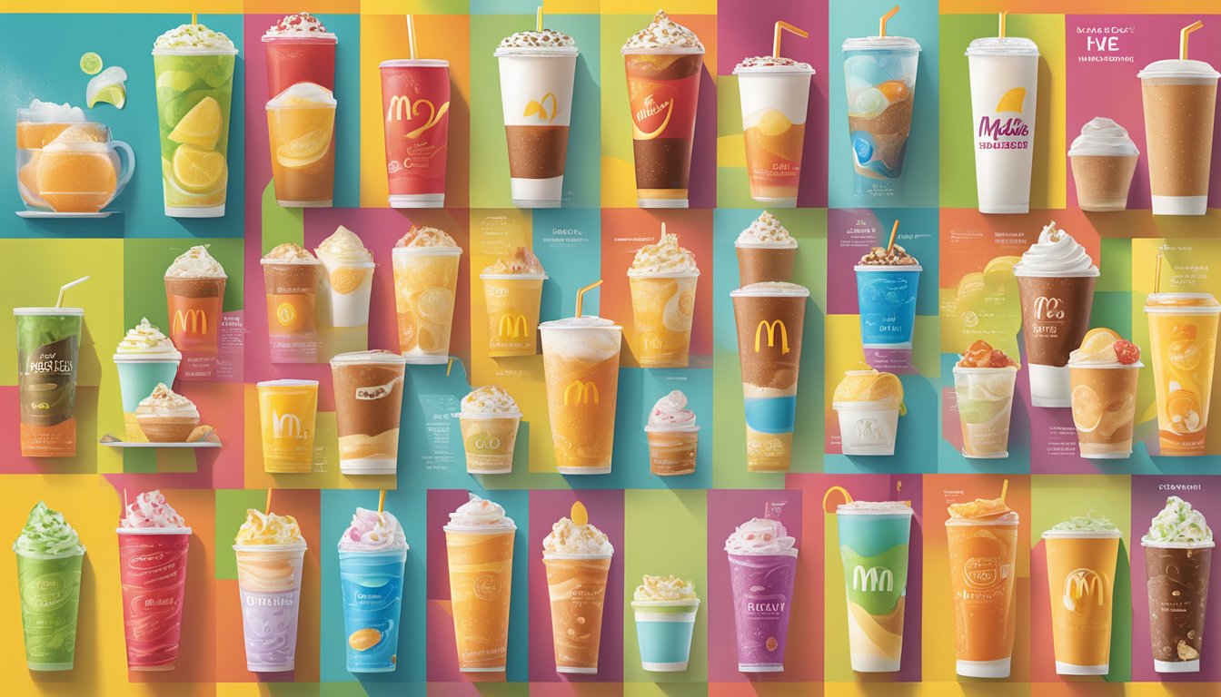 A colorful array of low-calorie beverage options displayed on a McDonald's menu board