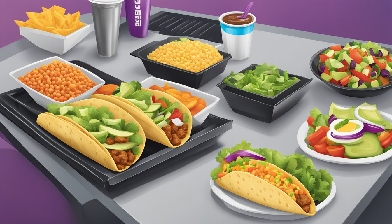 A colorful display of fresh vegetables and lean protein options at a Taco Bell restaurant