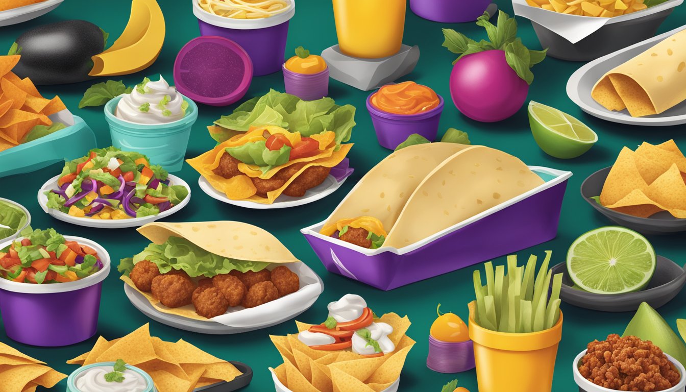 A colorful display of fresh ingredients and vibrant seasonal specials at Taco Bell