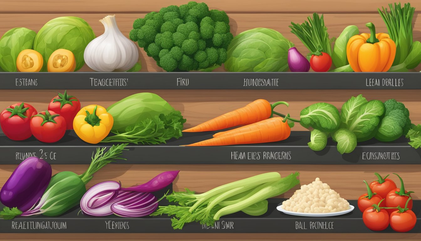 A colorful array of fresh vegetables and lean proteins arranged neatly on a customizable menu board