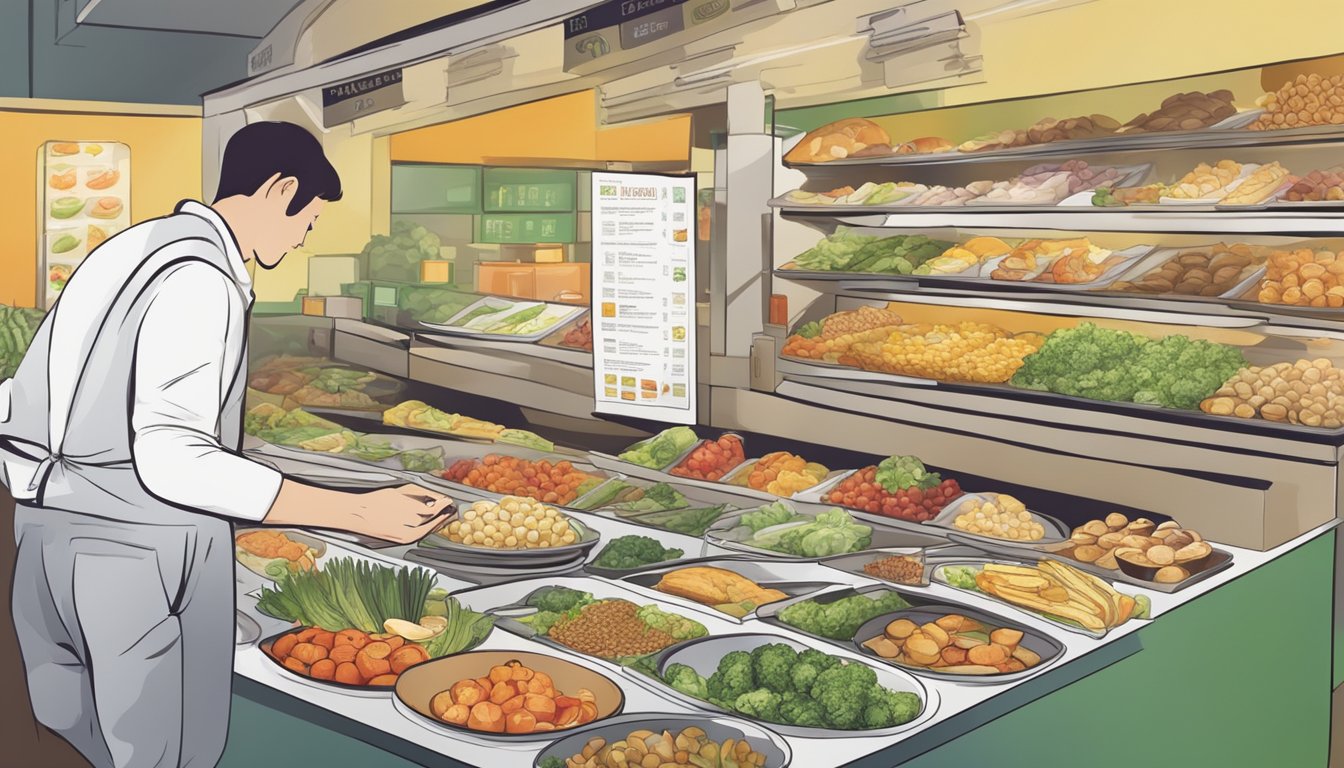 A person choosing from a variety of healthy food options on a restaurant menu