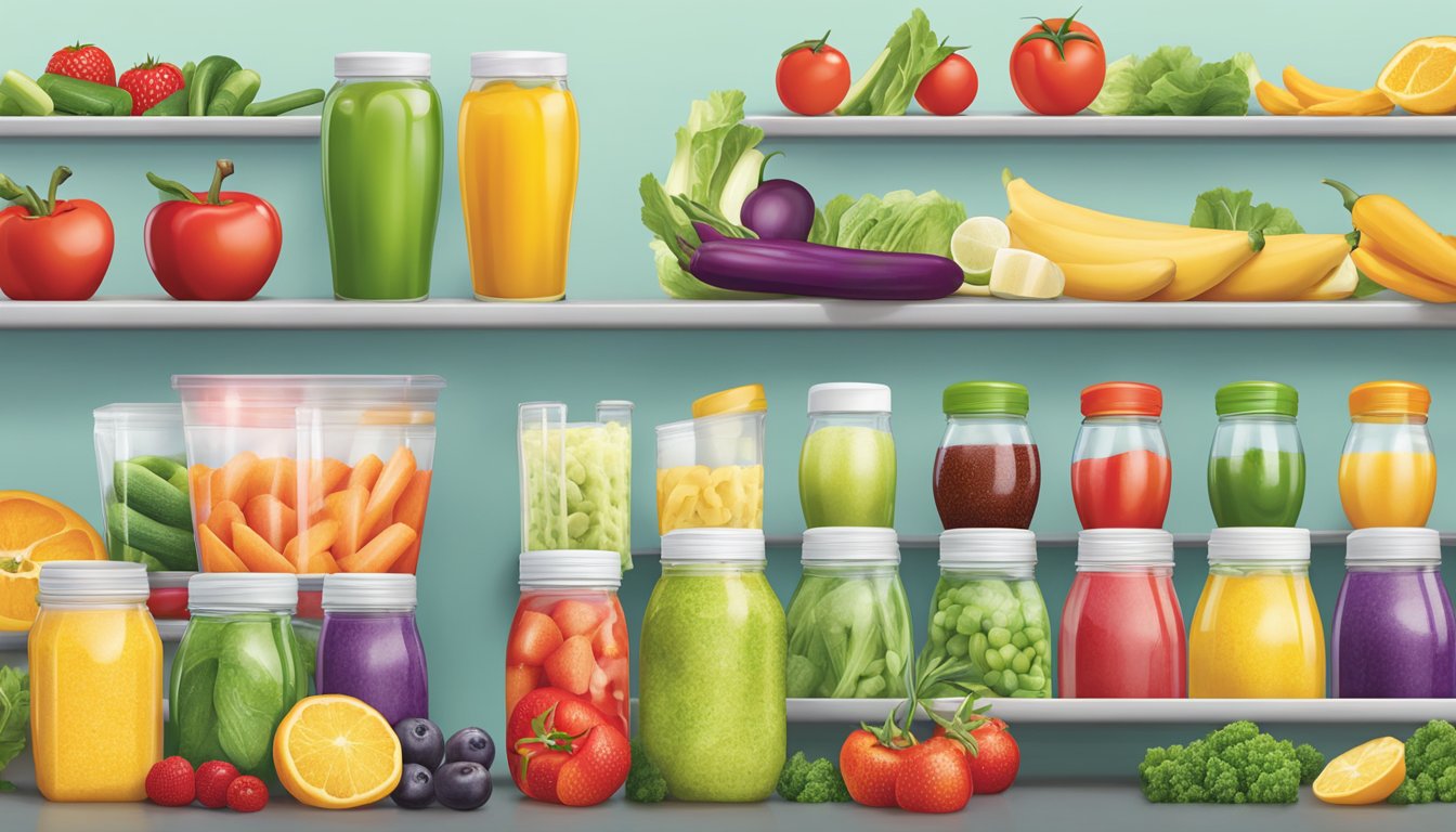 A colorful array of fresh vegetables, fruits, and lean proteins displayed neatly in a row at Sonic, offering healthy options for condiments and add-ons