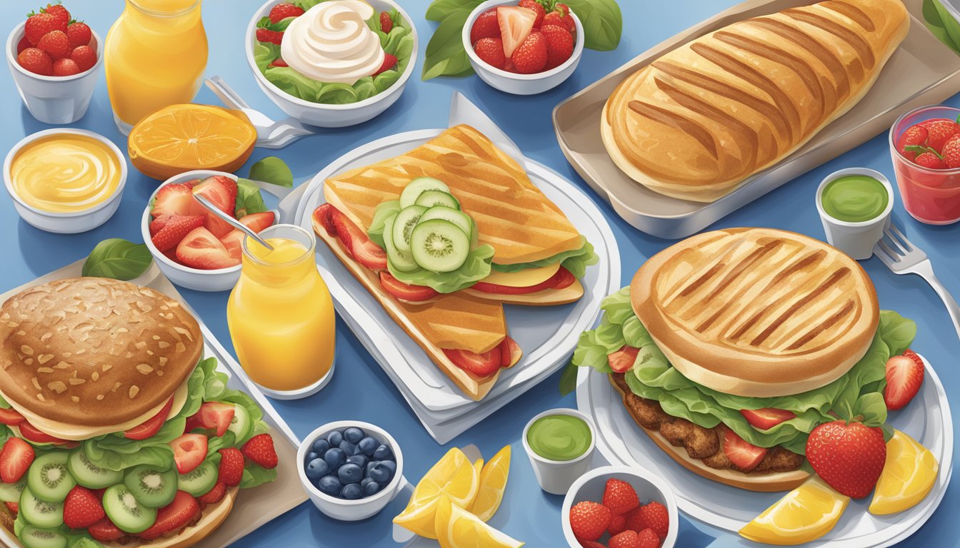 A colorful menu with fresh fruit, salads, and grilled options displayed at IHOP