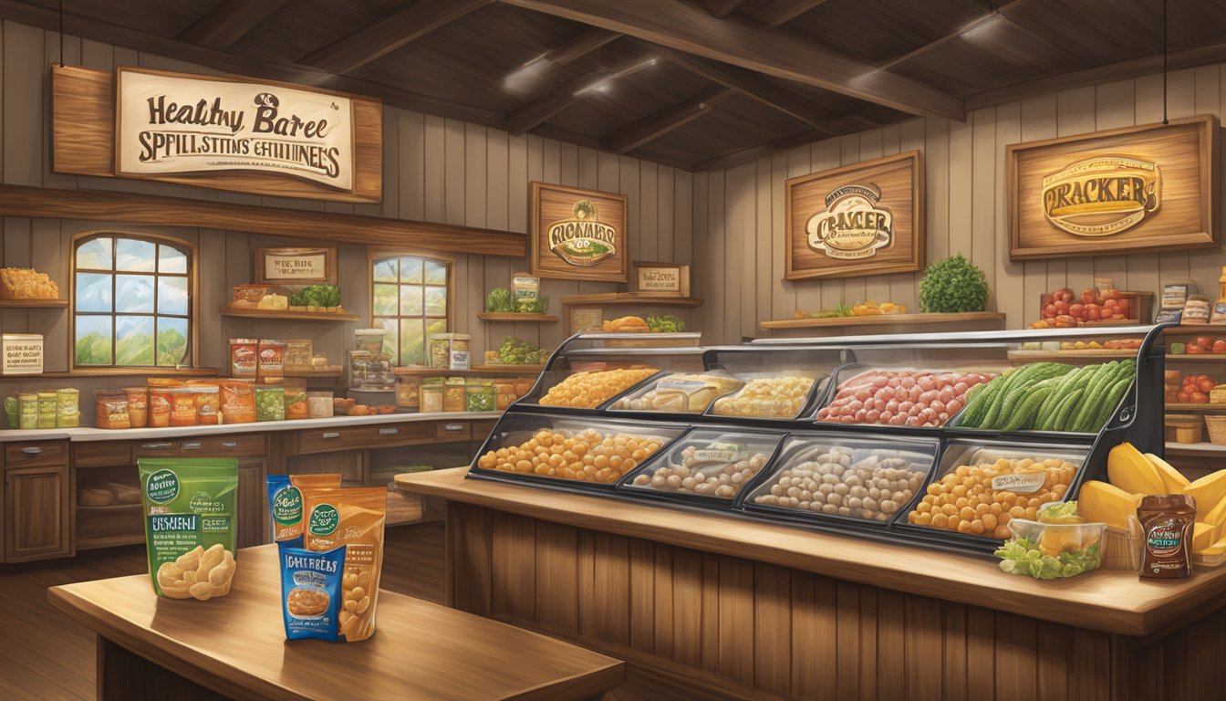 A spotlight shines on a display of Wholesome Choices healthy options at Cracker Barrel