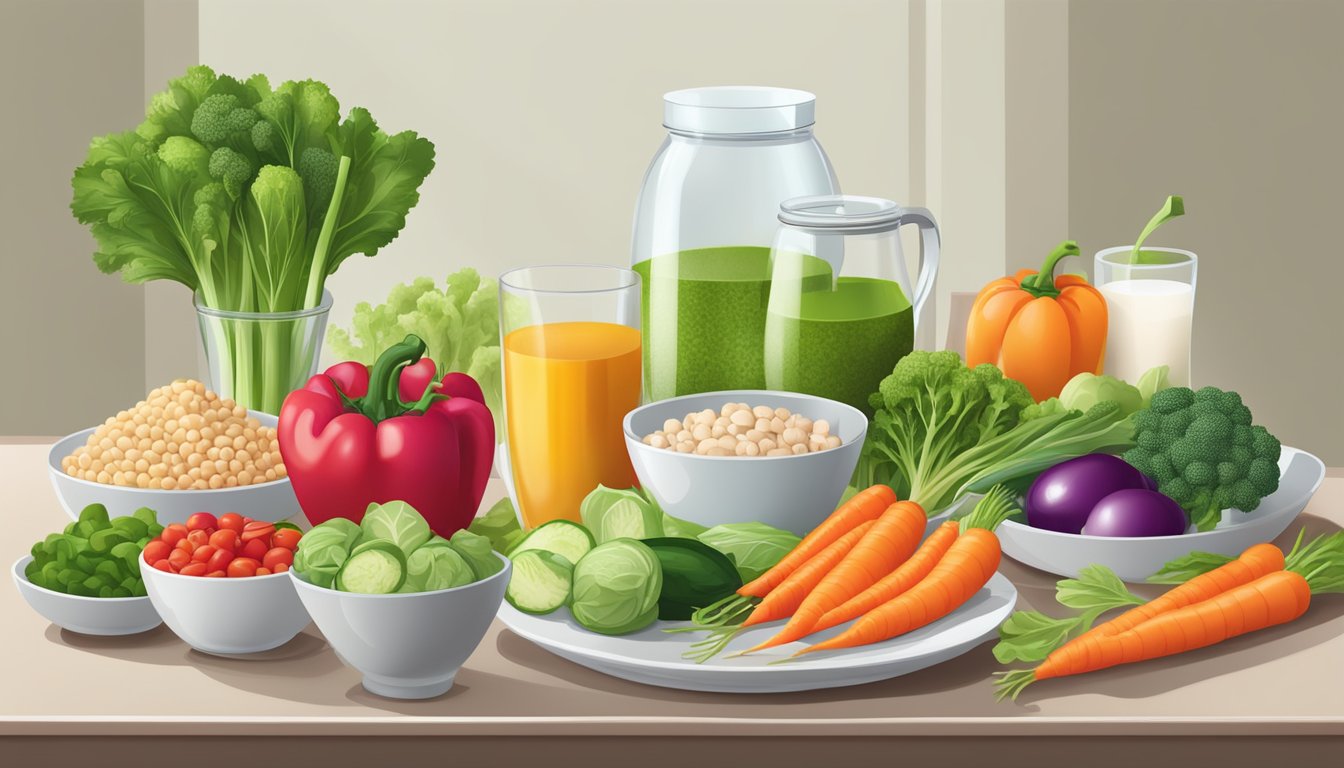 A colorful array of fresh vegetables and lean protein options arranged on a clean, modern table setting