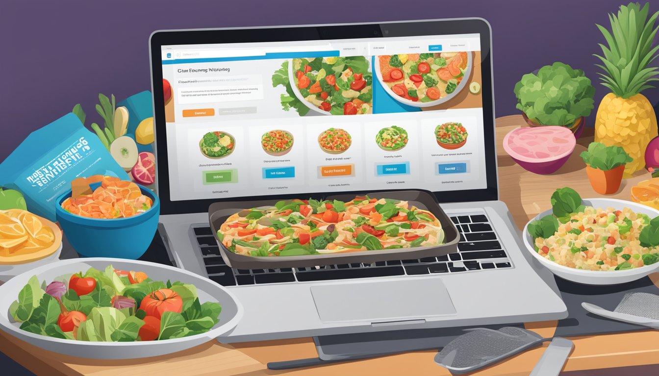 A laptop open to Domino's Online Nutrition Guide, with a variety of healthy food options displayed on the screen