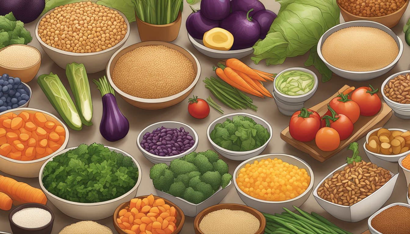 A colorful array of fresh vegetables, whole grains, and lean proteins arranged on a counter at Panera, with a variety of healthy options available for customization