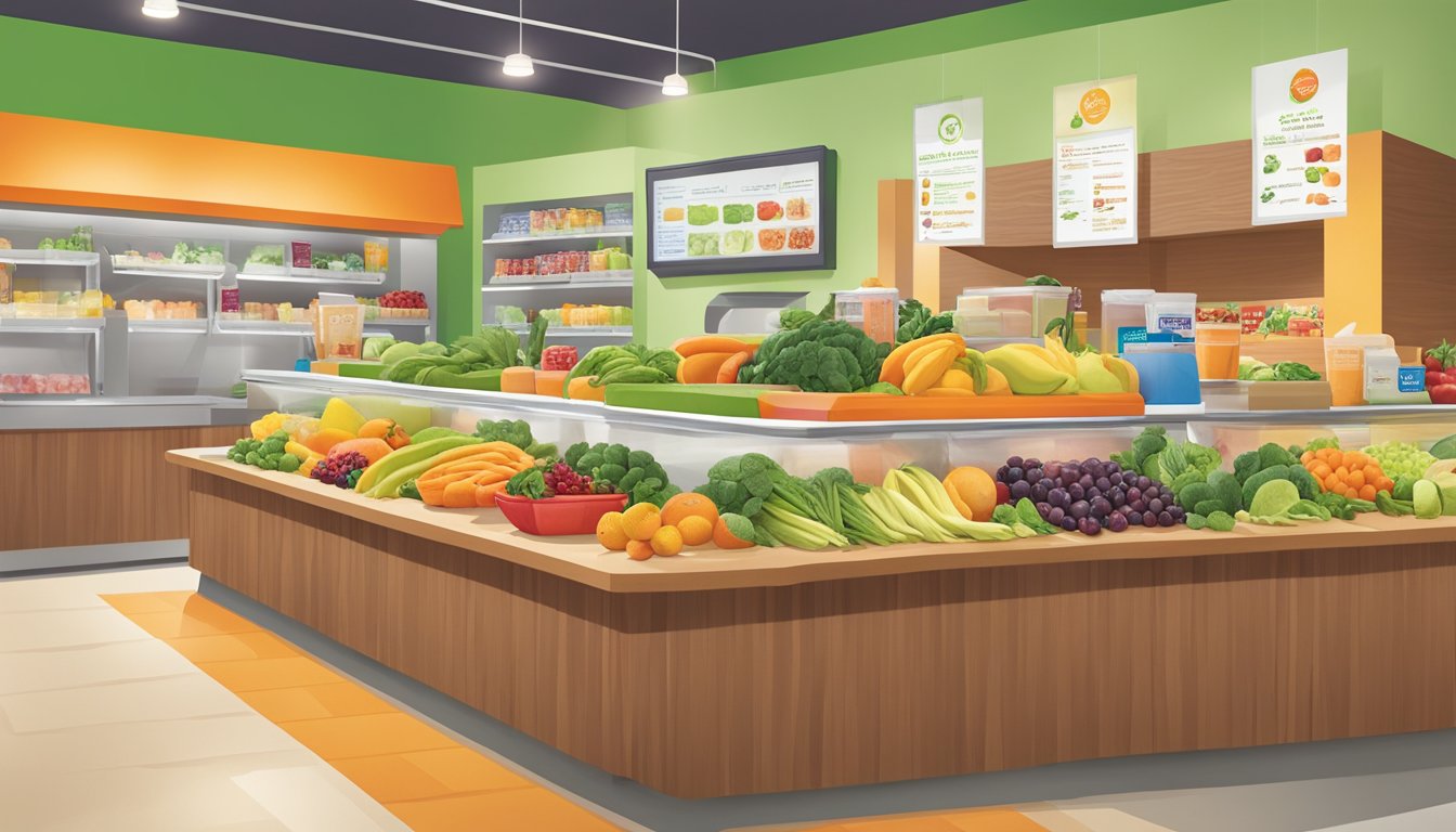 A colorful array of fresh fruits, vegetables, and other health-boosting add-ins are displayed on the counter at Jamba Juice