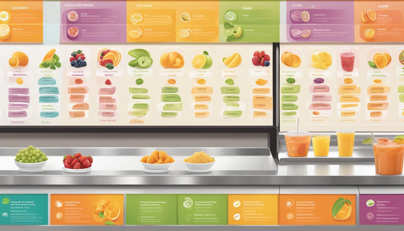 A colorful Jamba Juice menu board with clear icons for allergen and dietary sensitivity information