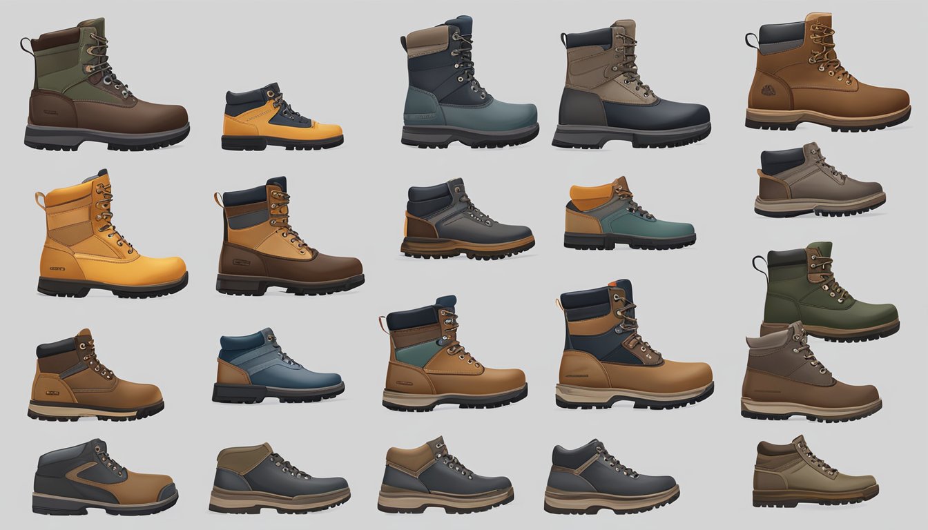 A group of youth hunting boots from popular brands and models displayed on Amazon's website