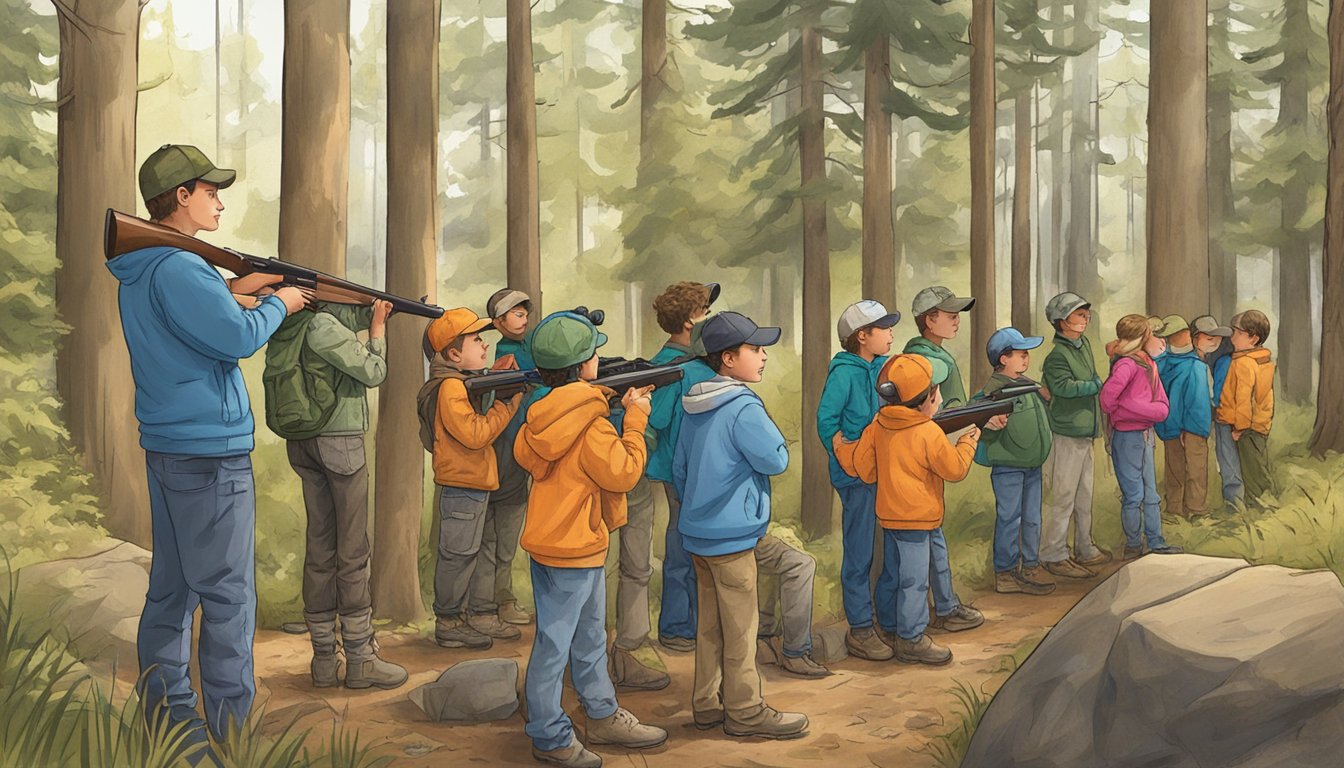 A group of eager young hunters eagerly await their turn to apply for youth hunting deer tags at a local wildlife office