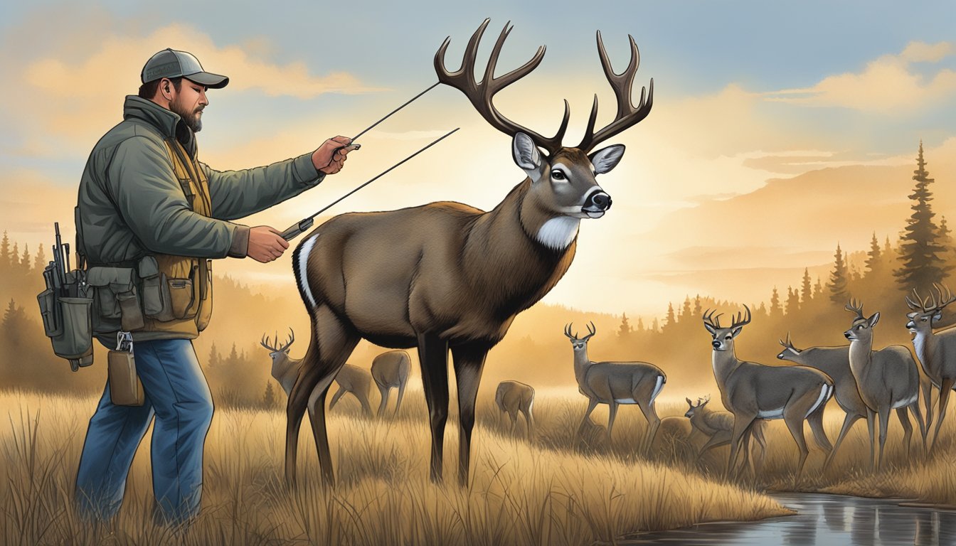 A hunter purchasing a deer tag from a state wildlife office