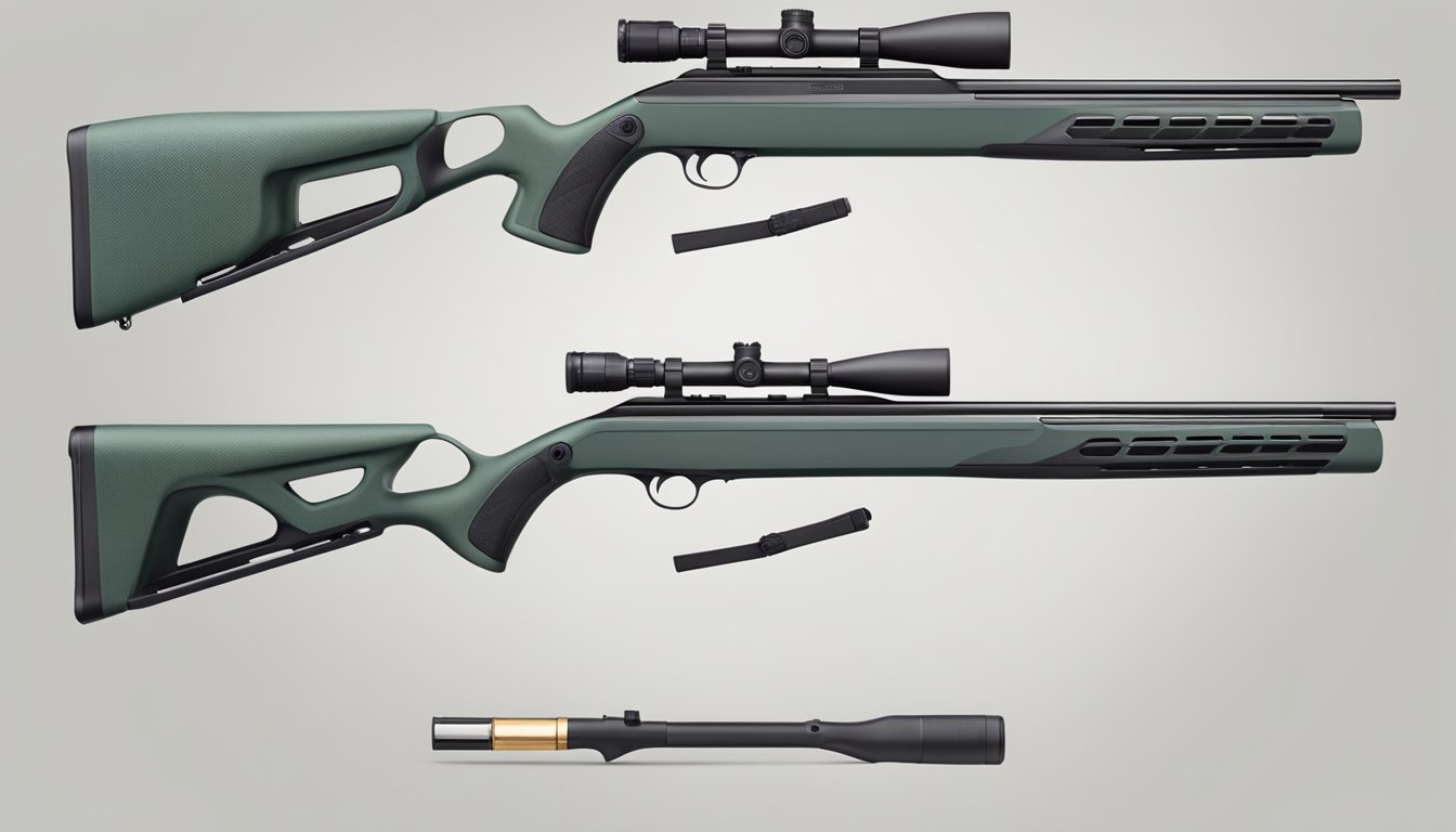 A sleek and lightweight youth hunting gun with adjustable stock and ergonomic grip, designed for comfort and ease of use