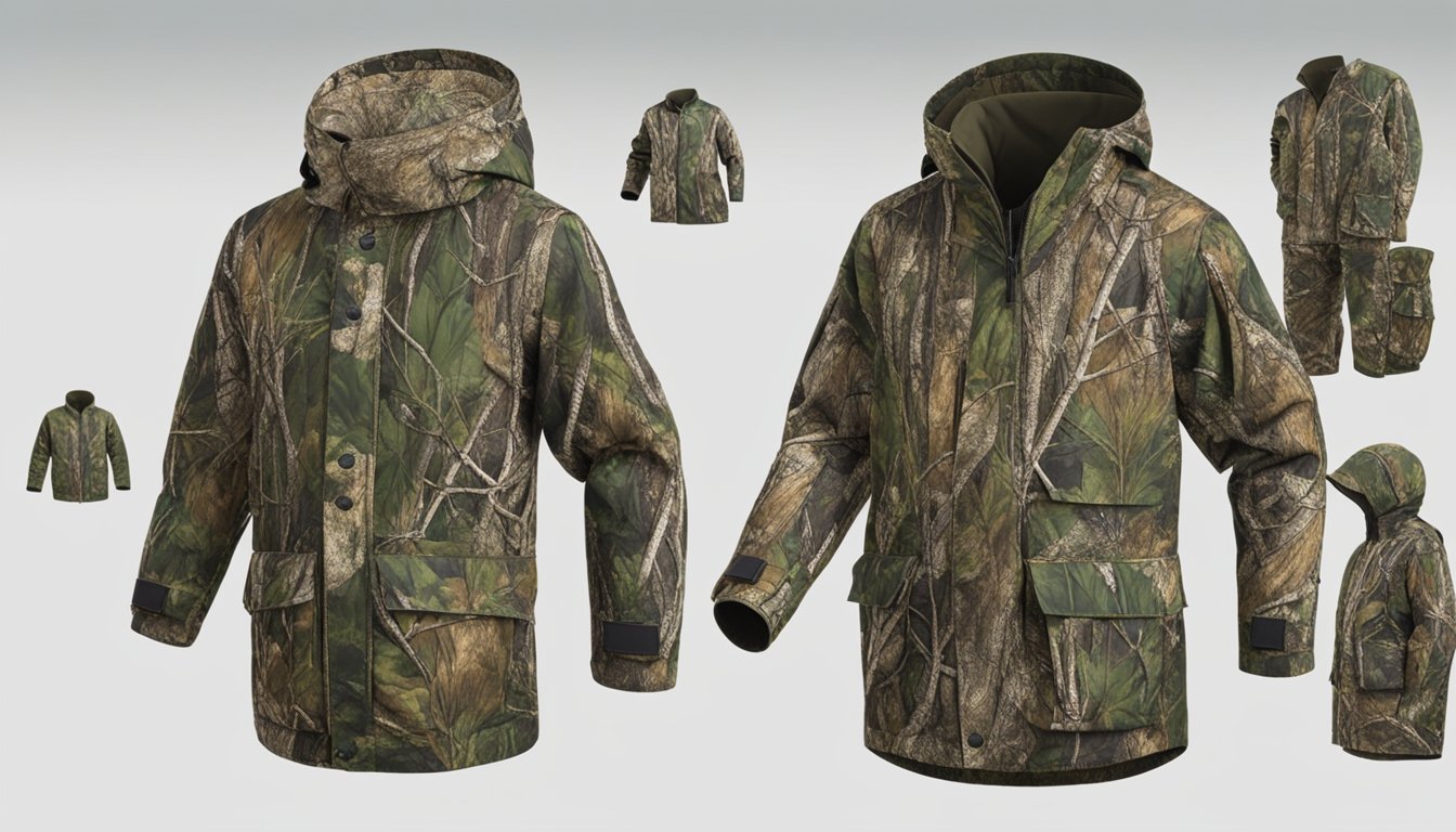 A youth hunting jacket blends seamlessly into the forest underbrush, providing essential camouflage for young hunters