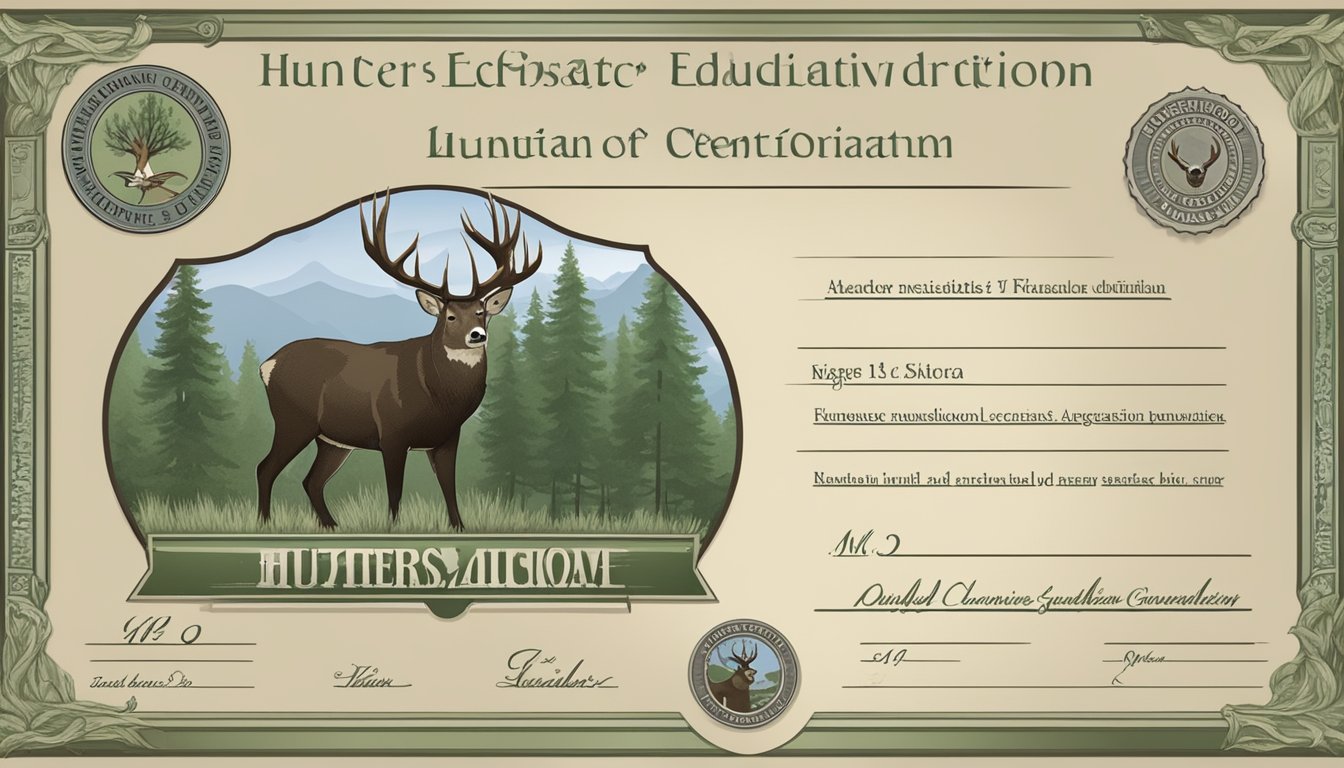 A hunter's education certificate with an ID number and logo